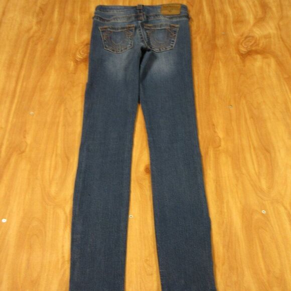 TRUE RELIGION Halle Mid‎ Rise Super Skinny Jeans Womens Sz 24 Blue Stretch Denim - Picture 10 of 16